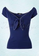 50s Bardot Top in Navy