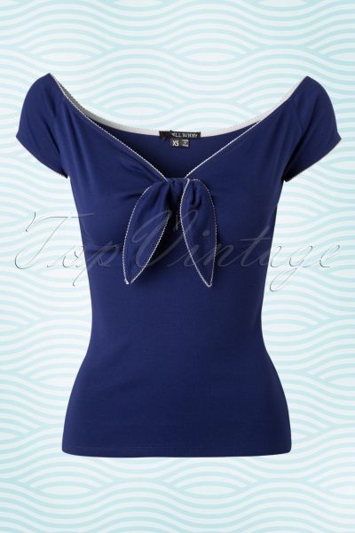 50s Bardot Top in Navy