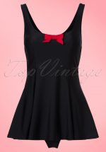 TopVintage Exclusive ~ 50s Shelley Bow Swimsuit in Black and Red