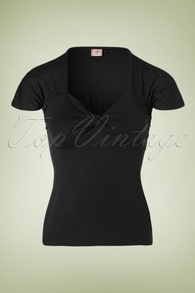 50s She Who Dares Top in Black