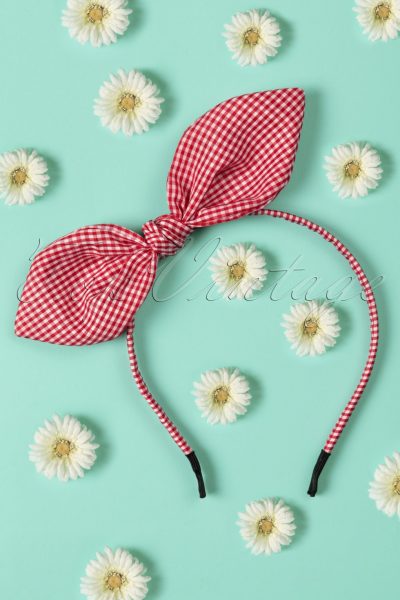 50s Riley Hair Band in Red and White