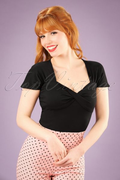 50s She Who Dares Top in Black