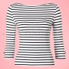 50s Modern Love Stripes Top in White and Black