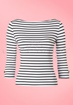50s Modern Love Stripes Top in White and Black