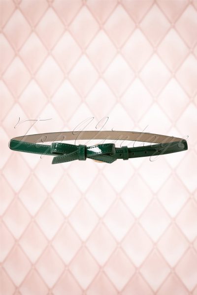 50s Gold Rush Lacquer Bow Belt in Forrest Green