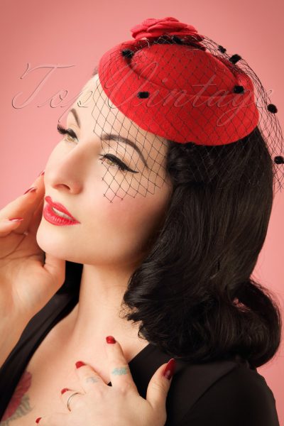 50s Marilyn Fascinator in Red