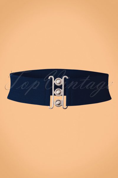 50s Lauren Retro Stretch Belt in Navy