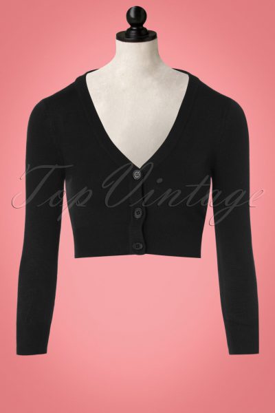 50s Shela Cropped Cardigan in Black