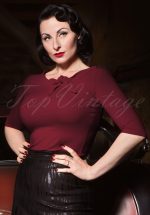 50s Lily Bow Top in Burgundy