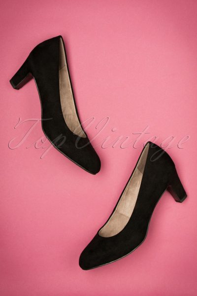 40s Sally Suedine Pumps in Black