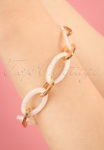 70s Lily Loop Bracelet in White and Gold