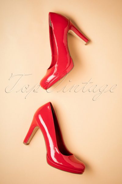 50s Katie Laquer Pumps in Vibrant Red