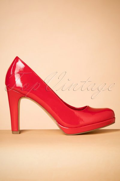 50s Katie Laquer Pumps in Vibrant Red