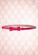 50s Gold Rush Lacquer Bow Belt in Hot Pink