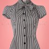 40s Estelle Candy Striped Blouse in Black and White