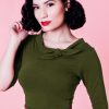 50s Lily Bow Top in Olive