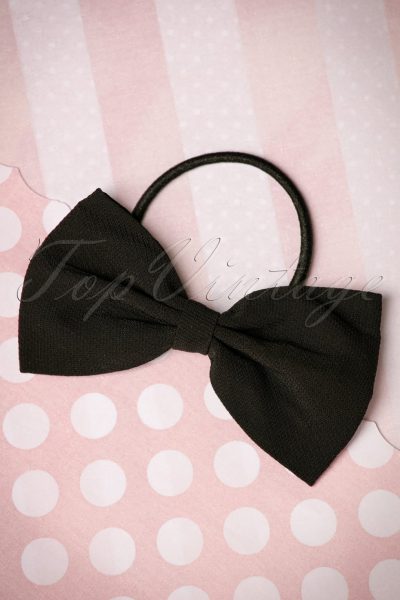 50s Lovestruck Bow Hair Band in Black