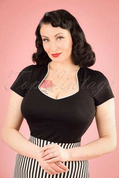 50s Sophia Top in Black and White