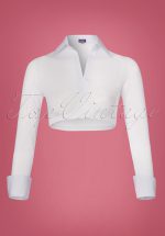 Cece Mesh Sleeves with Collar in White