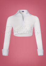 Cece Mesh Sleeves with Collar in White