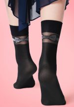 50s Italiana Metallic Bow Socks in Black