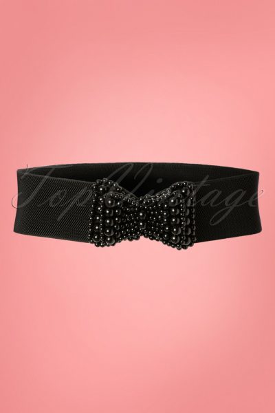 50s Pearl Bow Belt in Black