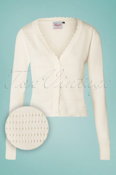 50s Pointelle Cardigan in Cream