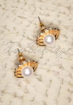 50s Venus Pearl Earrings in Gold