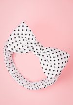 50s Dionne Polka Dot Bow Head Band in White and Black