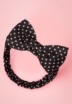 50s Dionne Polka Dot Bow Head Band in Black and White