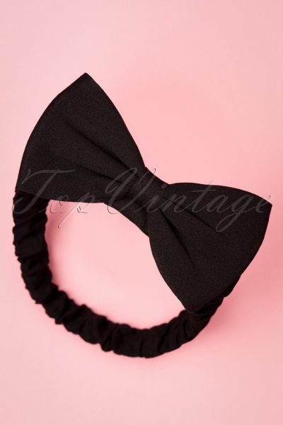 50s Dionne Bow Head Band in Black