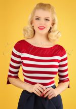 50s Sail Away Stripes Jumper in Red