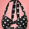 50s Classic Polka Bikini Top in Black and White