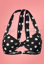 50s Classic Polka Bikini Top in Black and White