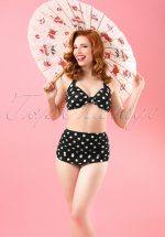 50s Classic Polka Bikini Pants in Black and White