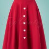 50s Be Still My Heart Thrills Swing Skirt in Red