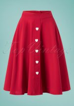 50s Be Still My Heart Thrills Swing Skirt in Red