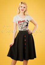 50s Be Still My Heart Thrills Swing Skirt in Black