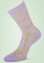 50s Emily Flower Socks in Lilac
