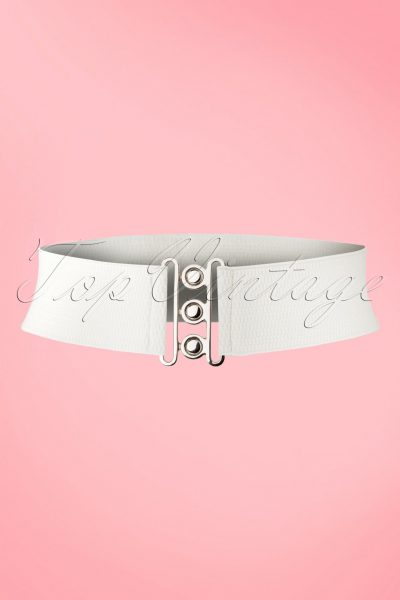 50s Lauren Retro Stretch Belt in White