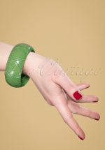 TopVintage Exclusive ~ 50s Sage Wide Carved Bangle in Green