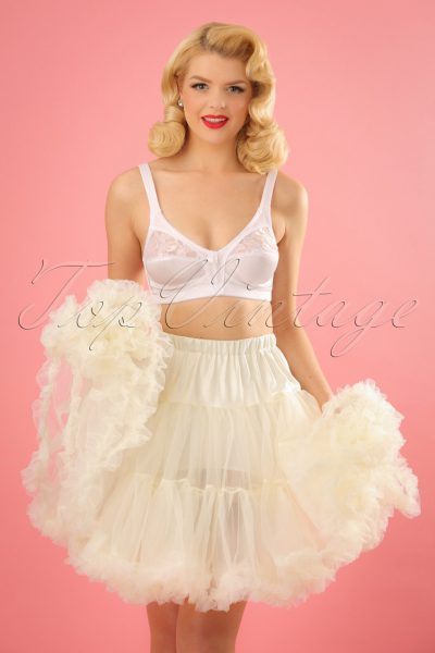 50s Retro Short Petticoat Chiffon in Ivory