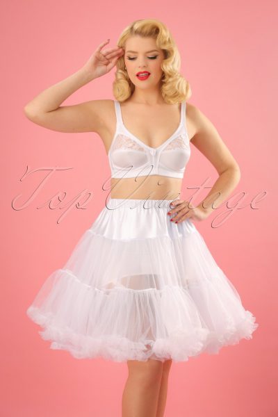 50s Retro Short Petticoat Chiffon in White