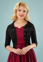 40s April Bow Cardigan in Black