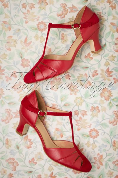 50s Toscana T-Strap Pumps in Red