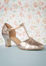 50s Monaco T-Strap Pumps in French Champagne