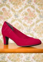 40s Sally Suedine Pumps in Lipstick Red