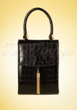 50s Croco Love Evening Bag in Black