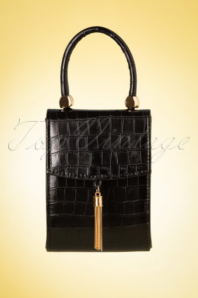 50s Croco Love Evening Bag in Black