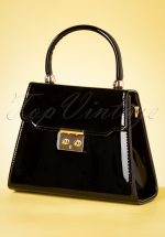 50s Back Me Up Patent Evening Bag in Black